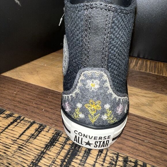 Converse Women Chuck Taylor All Star Hi Woven Autumn Embroidery A05066C Black 7 - Picture 4 of 6
